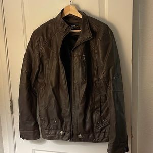 Mens Brown Leather Jacket - Size XL